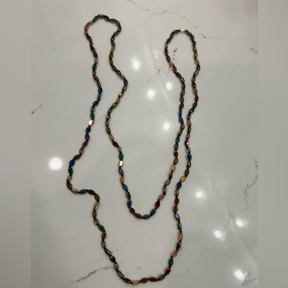 Multi Color Glass Beaded Necklace - Picture 3 of 4